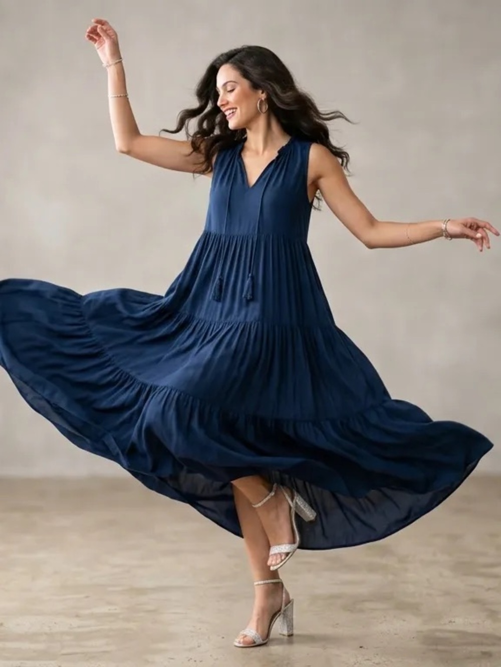 Women’s Blue Tiered Maxi Skirt - Unbranded
